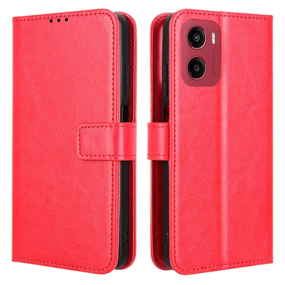 Motorola Moto G05 / E15 - EIDERWOOD Kunstlæder Flip Cover m. Strop - Rød
