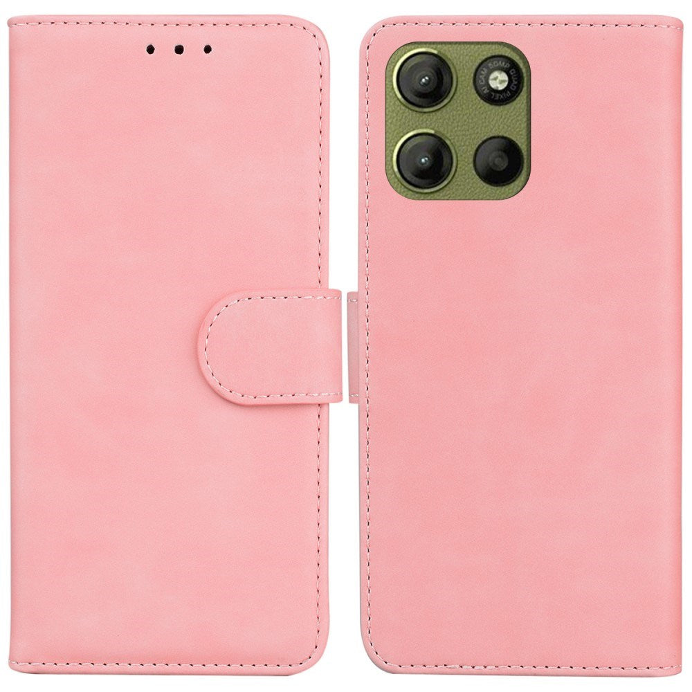 Motorola Moto G17 Power / G17 / G15 - EIDERWOOD Kunstlæder Flip Cover m. Kortholder & Ståfunktion - Lyserød