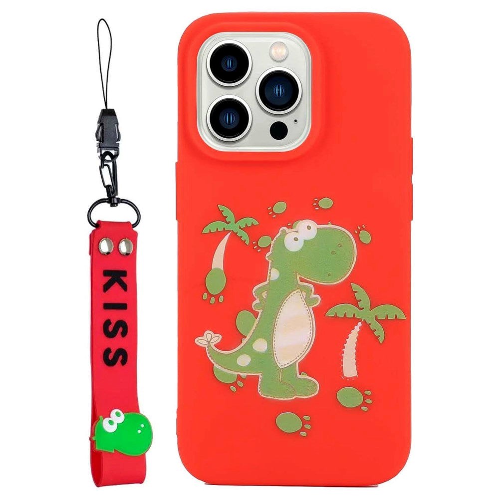 iPhone 14 Pro Fleksibelt Plast Bagside Cover - Dinosaur