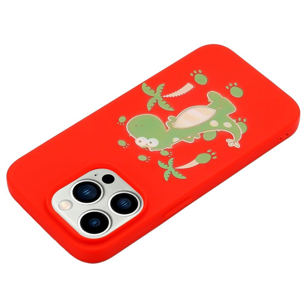 iPhone 14 Pro Fleksibelt Plast Bagside Cover - Dinosaur