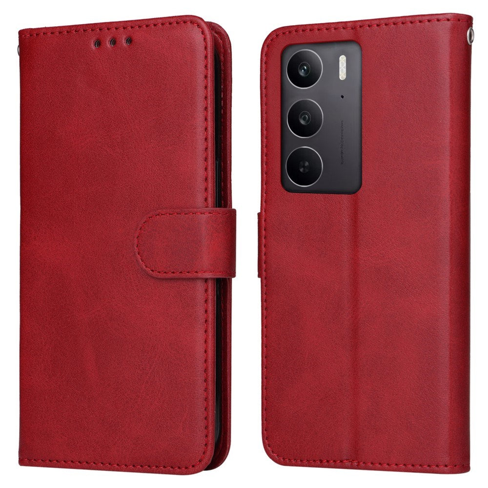 Realme 14X (5G) / C75 - EIDERWOOD Kunstlæder Flip Cover m. Strop - Rød