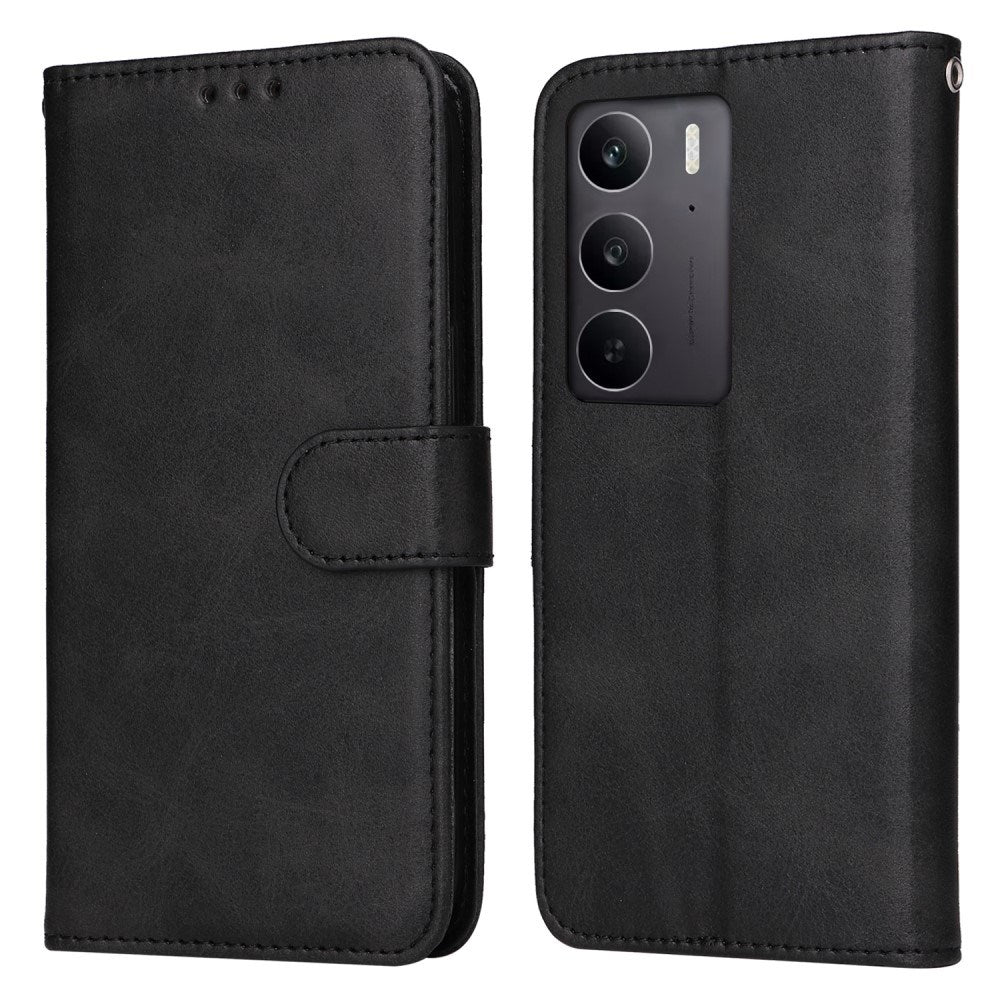 Realme 14X (5G) / C75 - EIDERWOOD Kunstlæder Flip Cover m. Strop - Sort