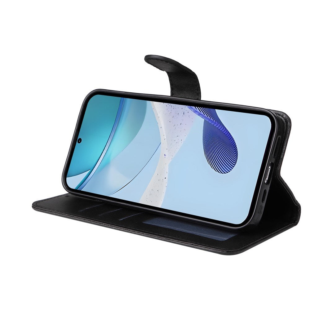 Realme 14X (5G) / C75 - EIDERWOOD Kunstlæder Flip Cover m. Strop - Sort