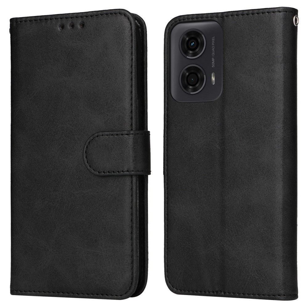 Motorola Moto E14 (4G) / G04 (4G) / G04s (4G) / G24 (4G) - EIDERWOOD Kunstlæder Flip Cover m. Strop - Sort