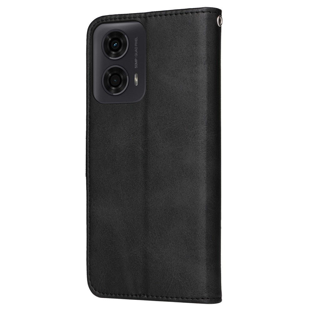 Motorola Moto E14 (4G) / G04 (4G) / G04s (4G) / G24 (4G) - EIDERWOOD Kunstlæder Flip Cover m. Strop - Sort