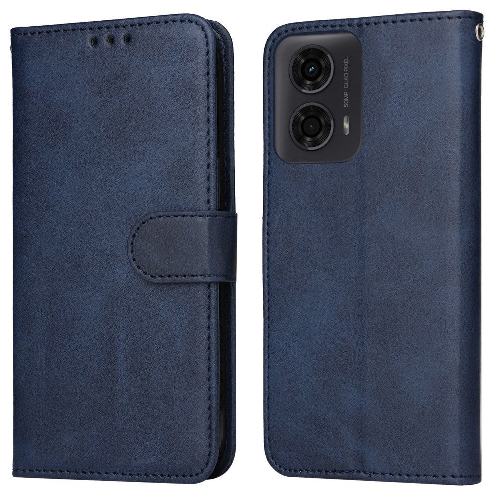 Motorola Moto E14 (4G) / G04 (4G) / G04s (4G) / G24 (4G) - EIDERWOOD Kunstlæder Flip Cover m. Strop - Blå