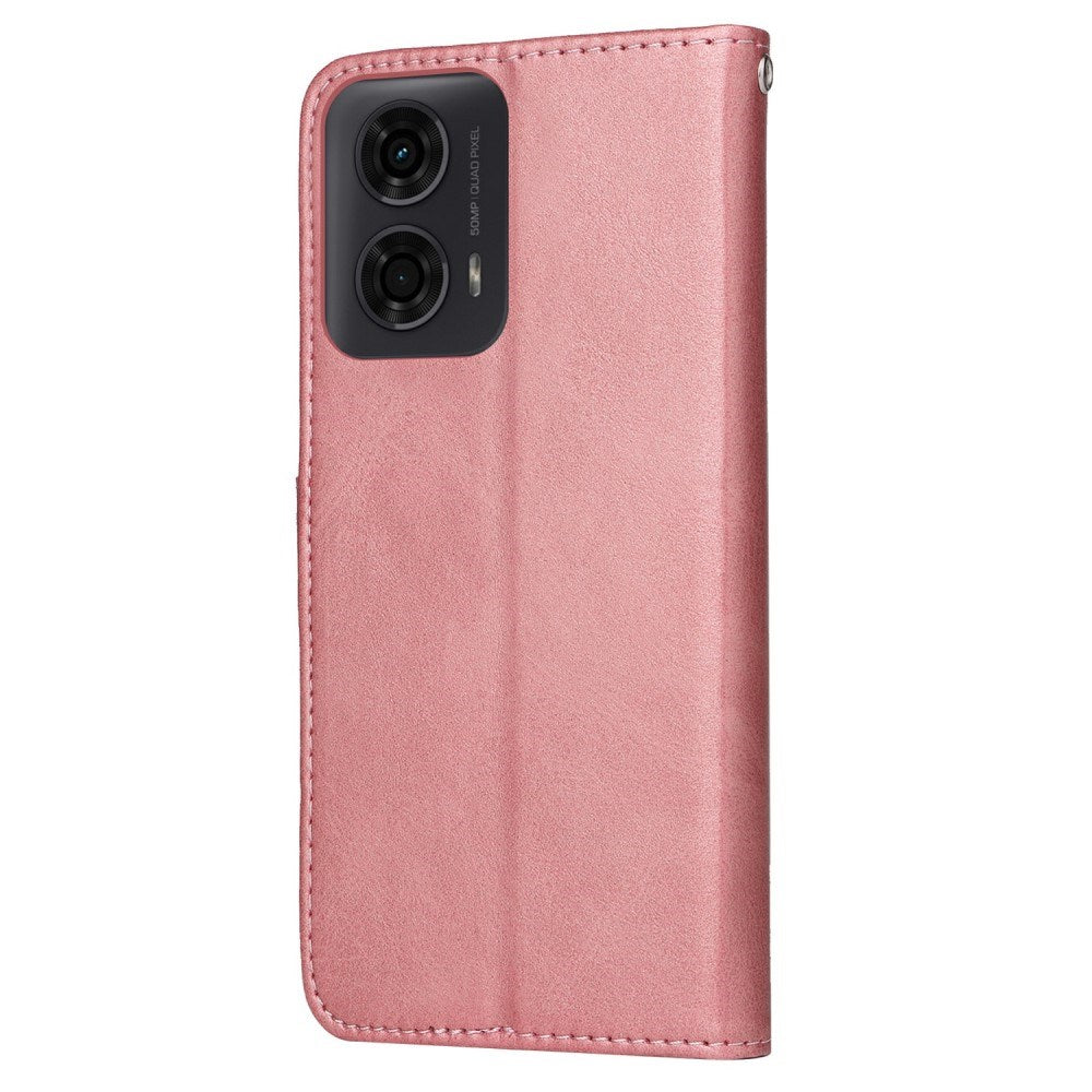 Motorola Moto E14 (4G) / G04 (4G) / G04s (4G) / G24 (4G) - EIDERWOOD Kunstlæder Flip Cover m. Strop - Lyserød