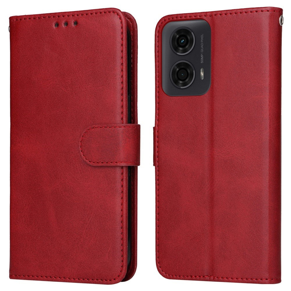 Motorola Moto E14 (4G) / G04 (4G) / G04s (4G) / G24 (4G) - EIDERWOOD Kunstlæder Flip Cover m. Strop - Rød