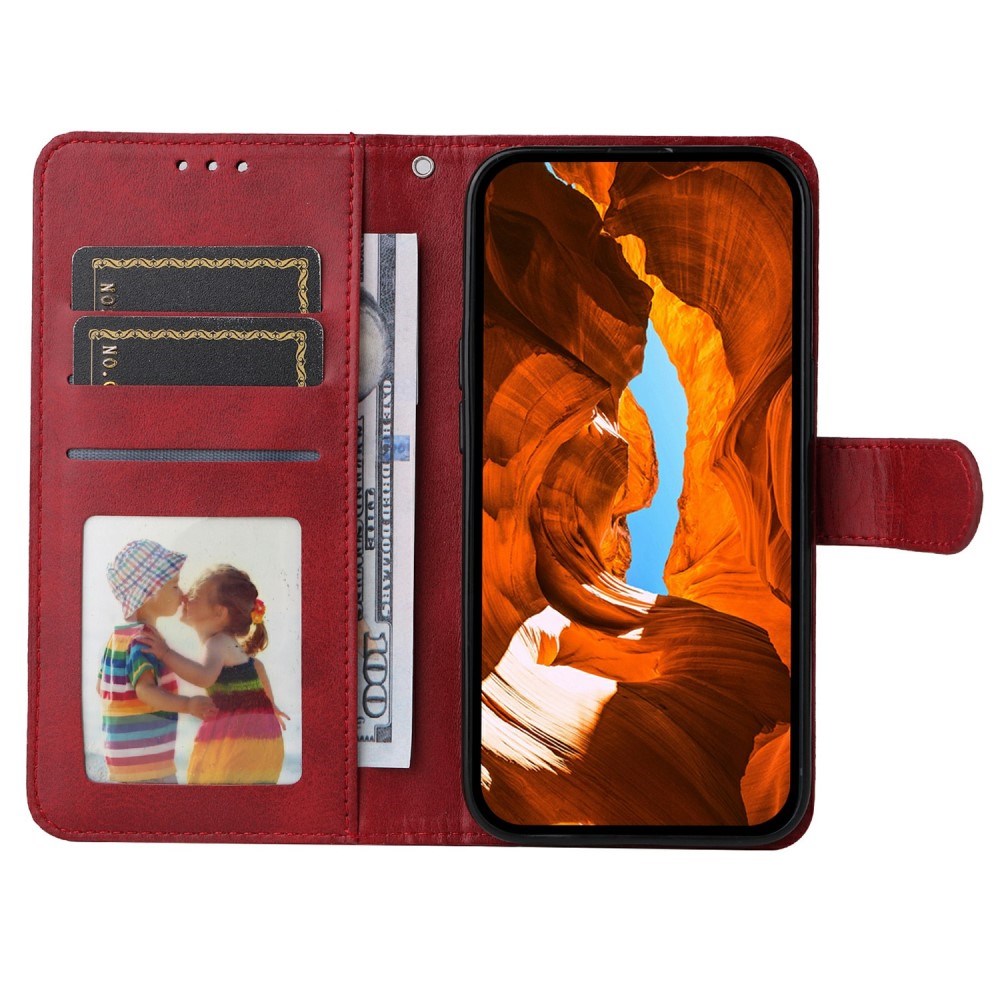 Motorola Moto E14 (4G) / G04 (4G) / G04s (4G) / G24 (4G) - EIDERWOOD Kunstlæder Flip Cover m. Strop - Rød