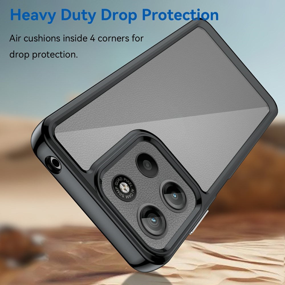 EIDERWOOD Motorola Moto G15 / G05 / E15 Hybrid Plastik Bagside Cover - Gennemsigtig / Sort Kant