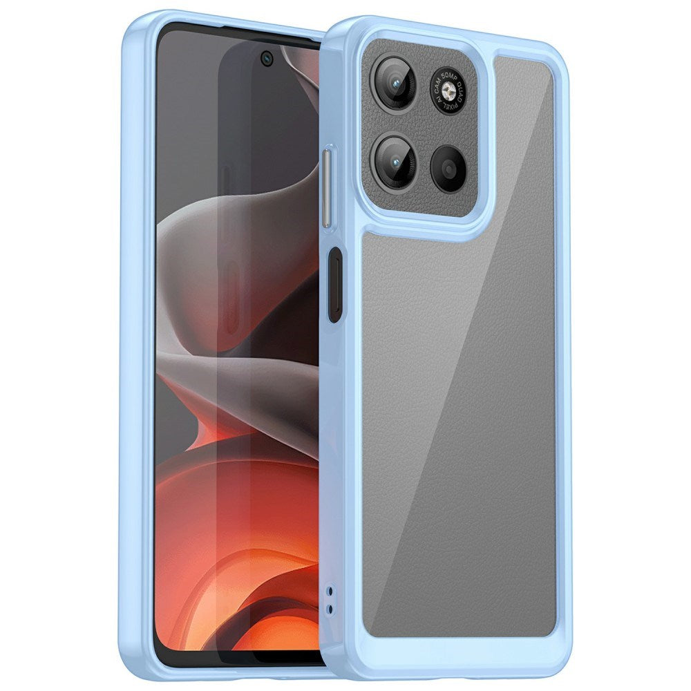 EIDERWOOD Motorola Moto G15 / G05 / E15 Hybrid Plastik Bagside Cover - Gennemsigtig / Blå Kant