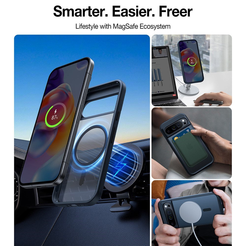 TORRAS Google Pixel 9 Pro XL Mat Mobil Cover - MagSafe Kompatibel - Gennemsigtig / Mørkeblå