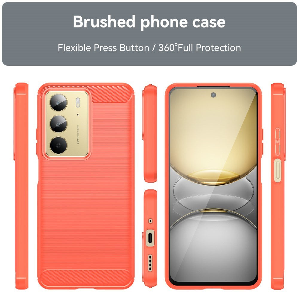 Realme C75 - EIDERWOOD Brushed Carbon Fiber Fleksibelt Plastik Cover - Rød