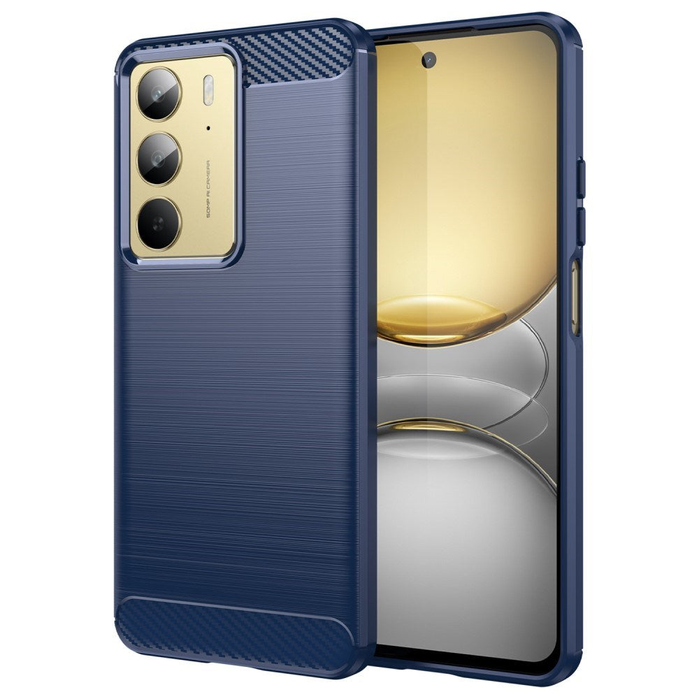 Realme C75 - EIDERWOOD Brushed Carbon Fiber Fleksibelt Plastik Cover - Blå