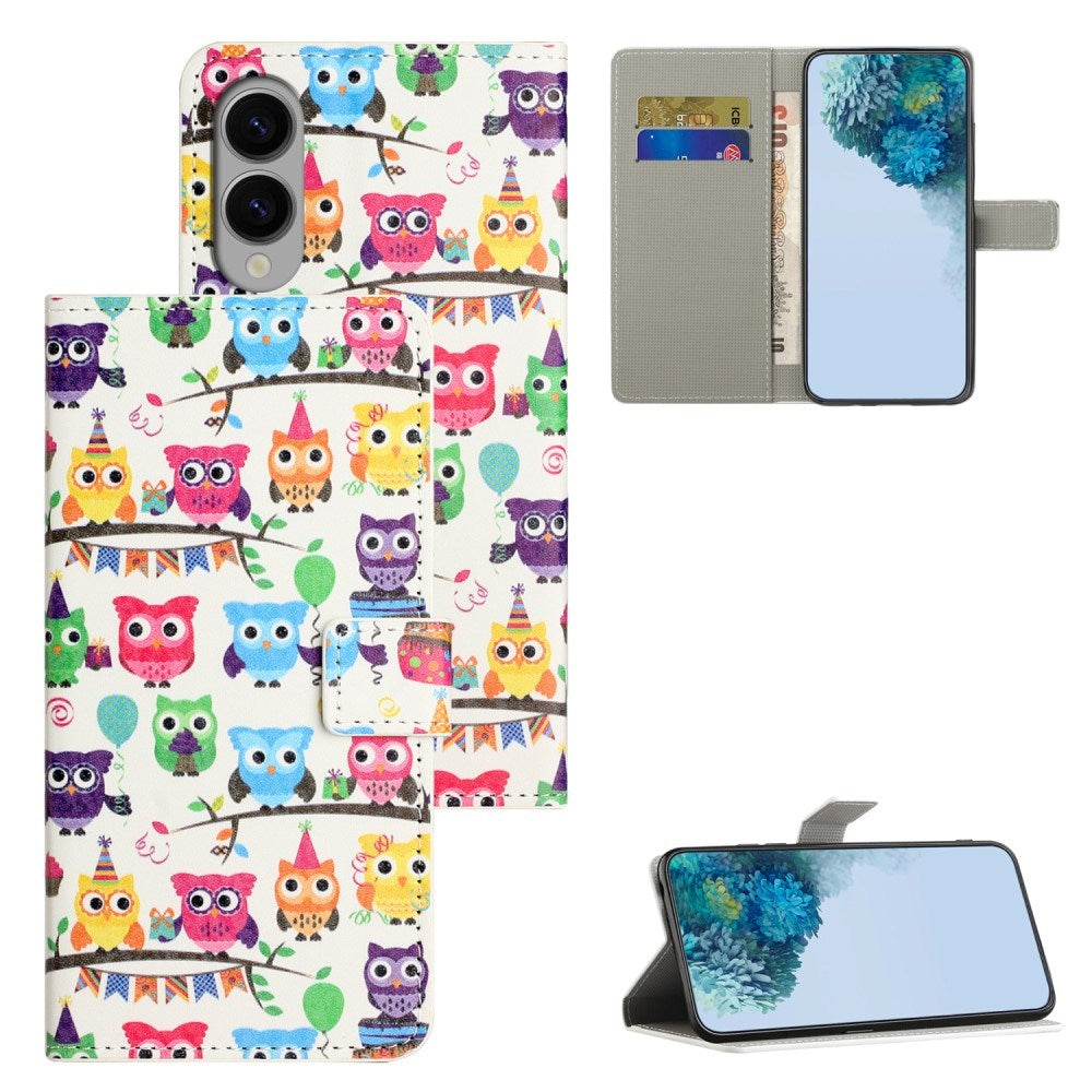 EIDERWOOD Samsung Galaxy S25 Edge Kunstlæder Flip Cover m. Pung & Ståfunktion - Ugler