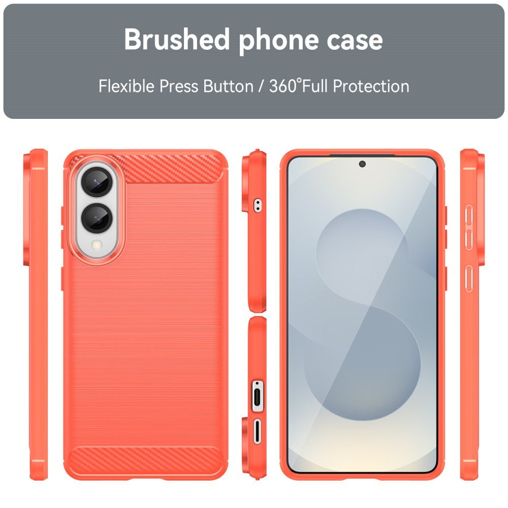 Samsung Galaxy S25 Edge - EIDERWOOD Brushed Carbon Fiber Fleksibelt Plastik Cover - Rød