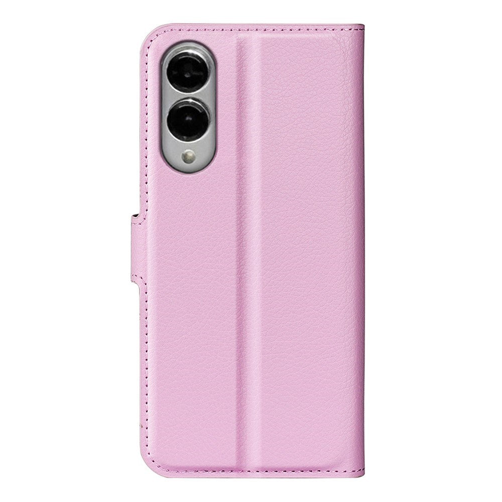 EIDERWOOD Samsung Galaxy S25 Edge Litchi Kunstlæder Flip Cover inkl. Kortholder - Lyserød