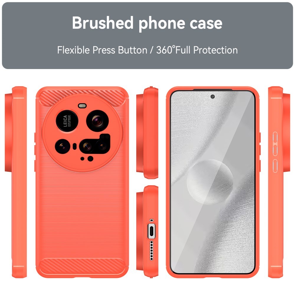 Xiaomi 15 Ultra - EIDERWOOD Brushed Carbon Fiber Fleksibelt Plastik Cover - Rød