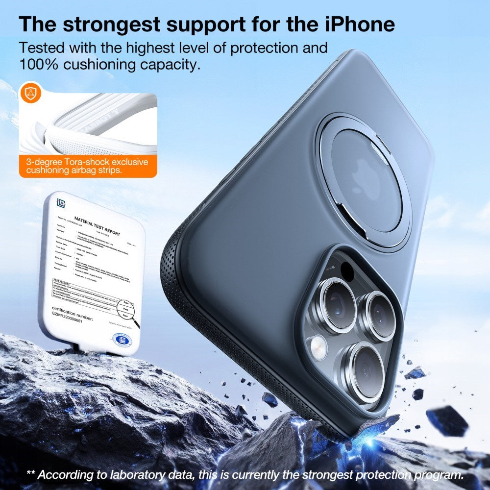 TORRAS - iPhone 17e / 16e - Hybrid Plastik Cover m. Kickstand - MagSafe Kompatibel - Sort
