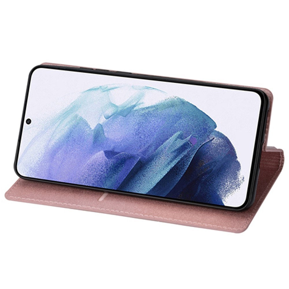 EIDERWOOD Samsung Galaxy S25 Edge Kunstlæder Flip Cover m. Pung - Glimmer - Rose Gold