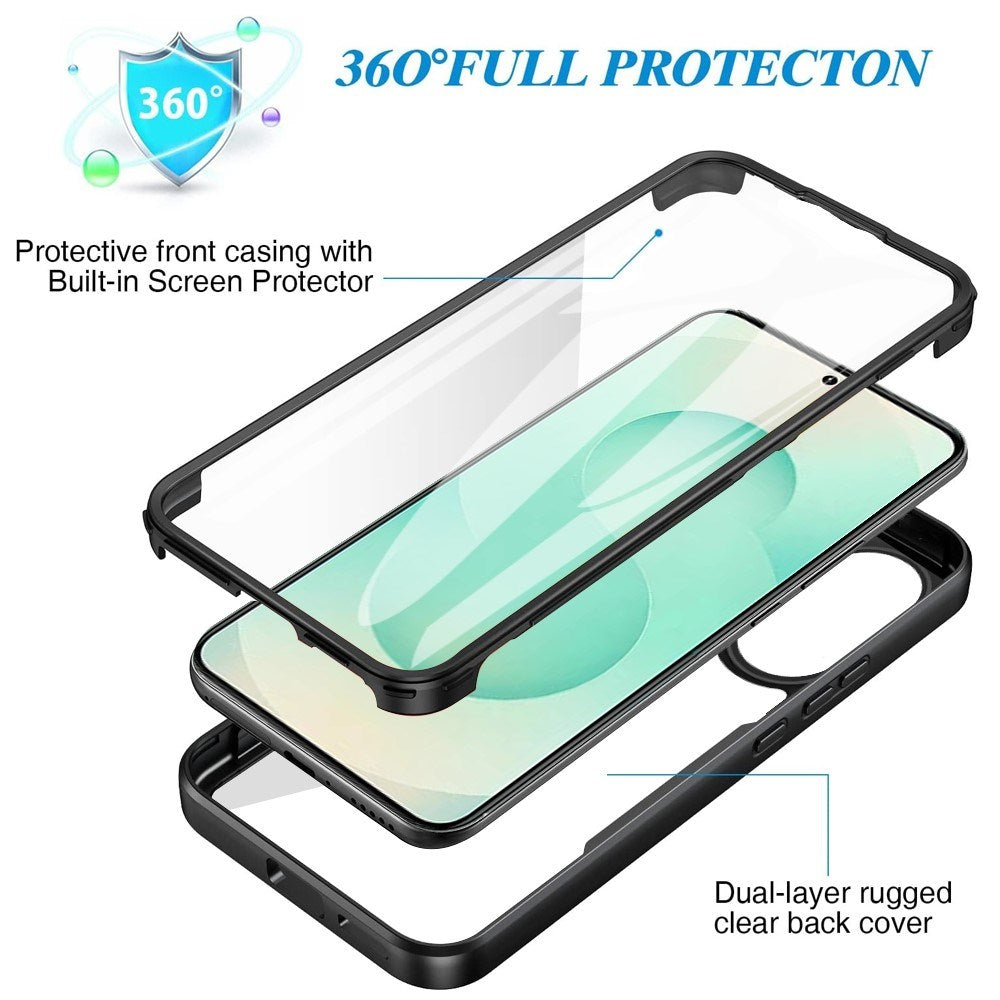 EIDERWOOD Full Protection Case til Samsung Galaxy S25 Edge med Beskyttelsesfilm - Gennemsigtig / Grøn Kant