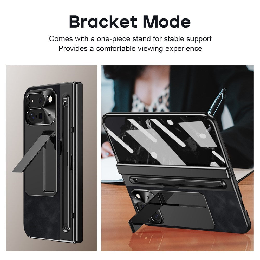 EIDERWOOD Google Pixel 10 Pro Fold Mobil Cover m. Kunstlæder Bagside - Kick Stand - Stylus Holder - Sort