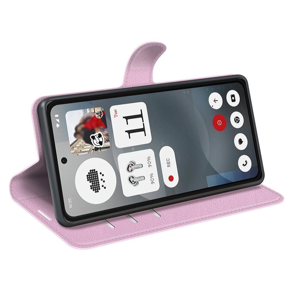 Nothing Phone (3a) - EIDERWOOD Kunstlæder Flip Cover m. Kortholder & Ståfunktion - Lyserød