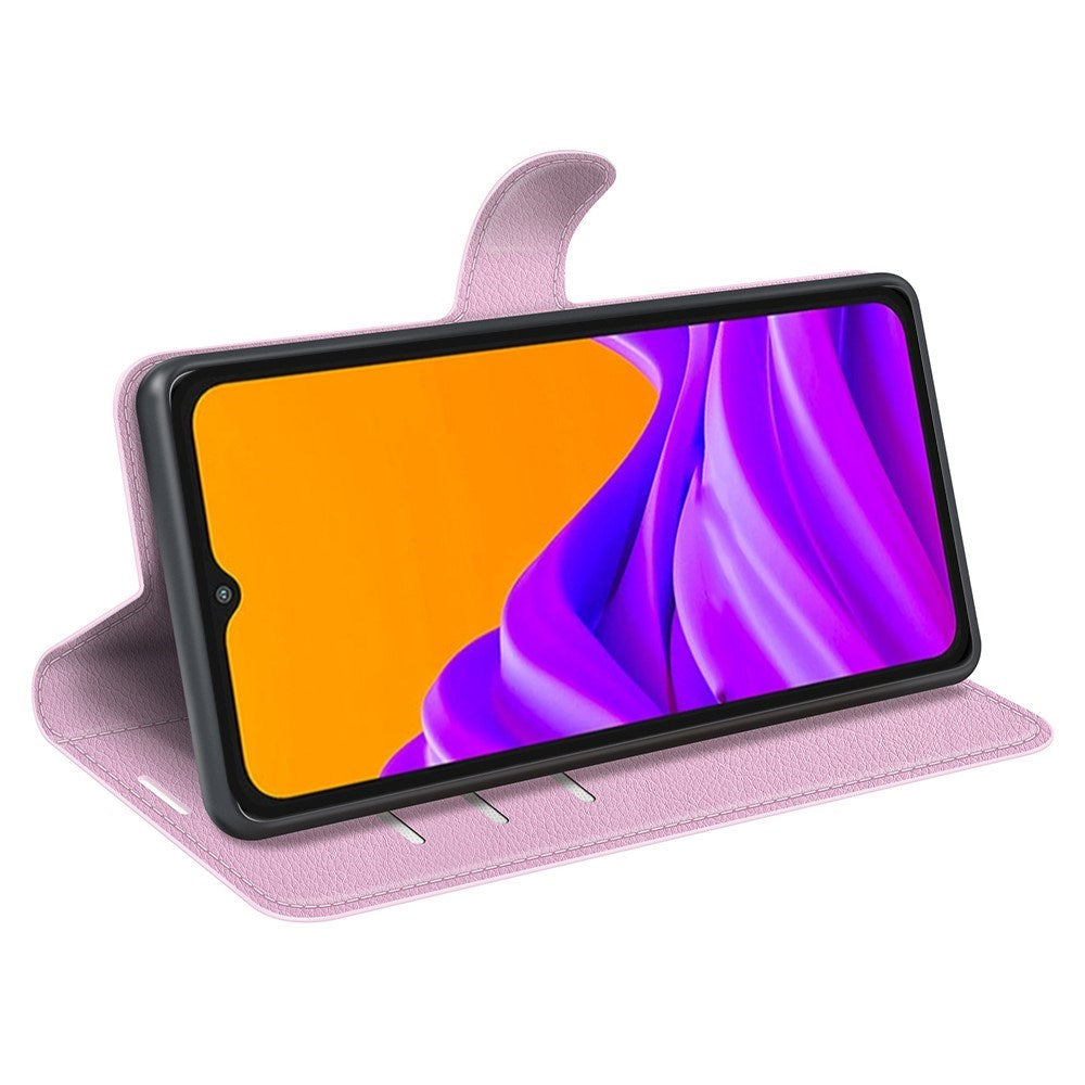 Samsung Galaxy Xcover 7 Pro - EIDERWOOD Kunstlæder Flip Cover m. Kortholder & Ståfunktion - Lyserød