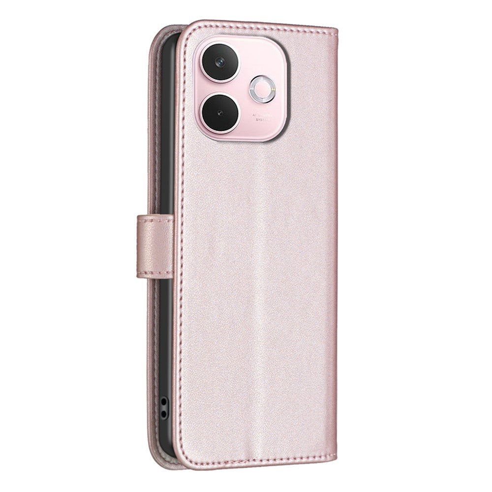 BINFEN Oppo A5 Pro (4G / 5G) Imiteret Læder Flip Cover m. Kortholder - Rose Gold