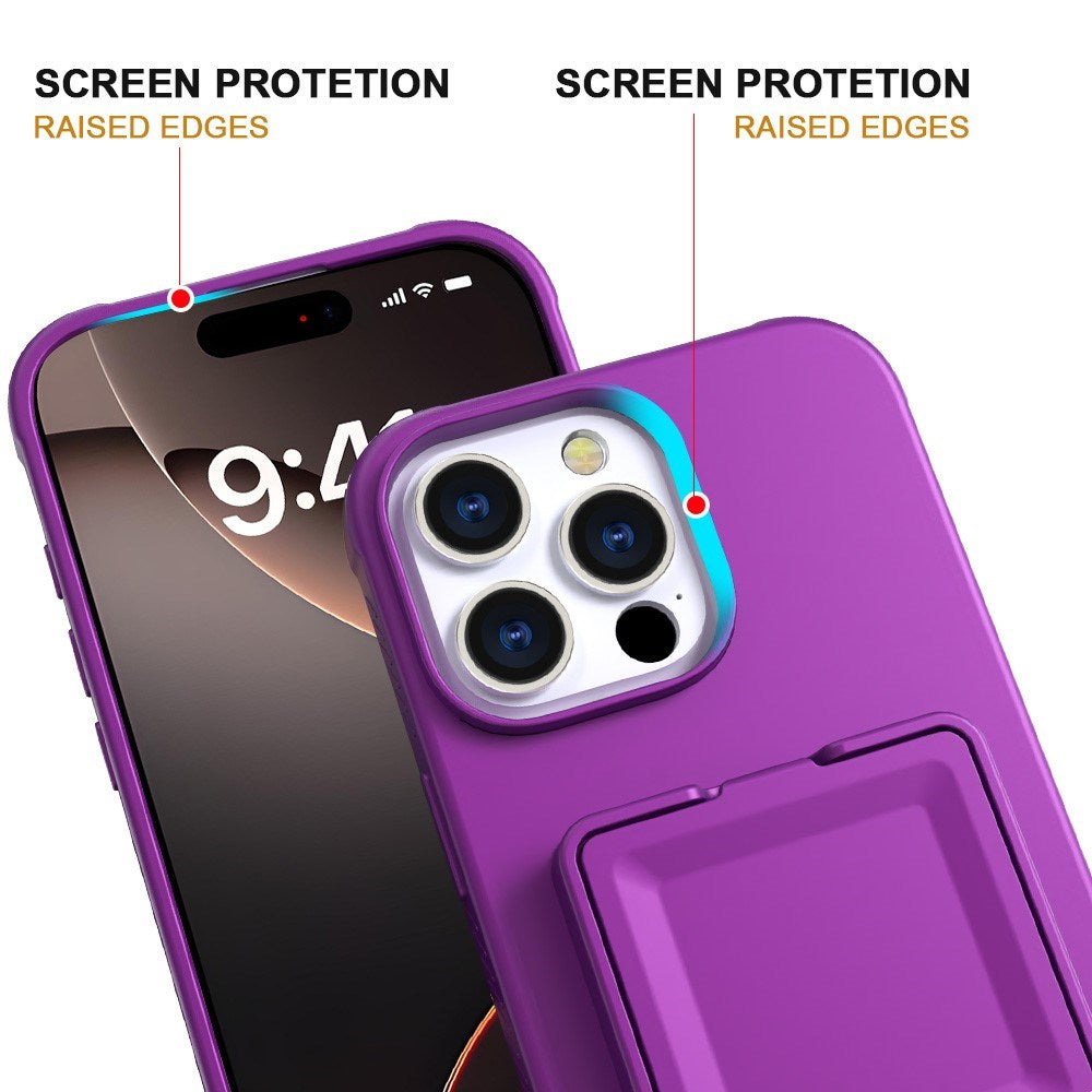 EIDERWOOD iPhone 16 Pro Max Fleksibelt Plastik Bagside Cover m. Kortholder & Indbygget Spejl - Mørkelilla