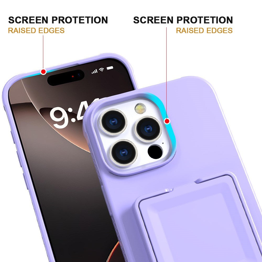 EIDERWOOD iPhone 16 Pro Max Fleksibelt Plastik Bagside Cover m. Kortholder & Indbygget Spejl - Lilla