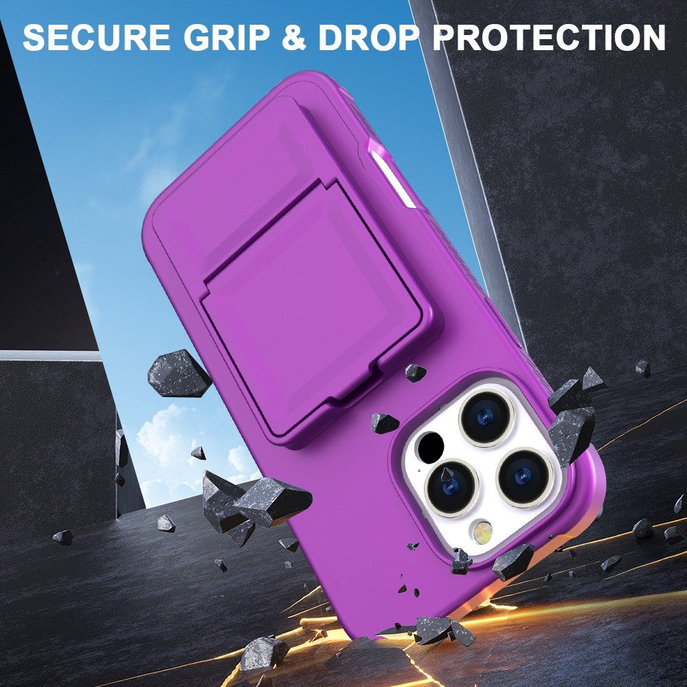 EIDERWOOD iPhone 16 Pro Fleksibelt Plastik Bagside Cover m. Kortholder & Indbygget Spejl - Mørkelilla