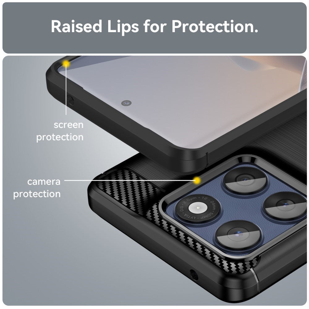 EIDERWOOD Motorola Edge 60 / Edge 60 Fusion Brushed Carbon Bagside Cover - Sort