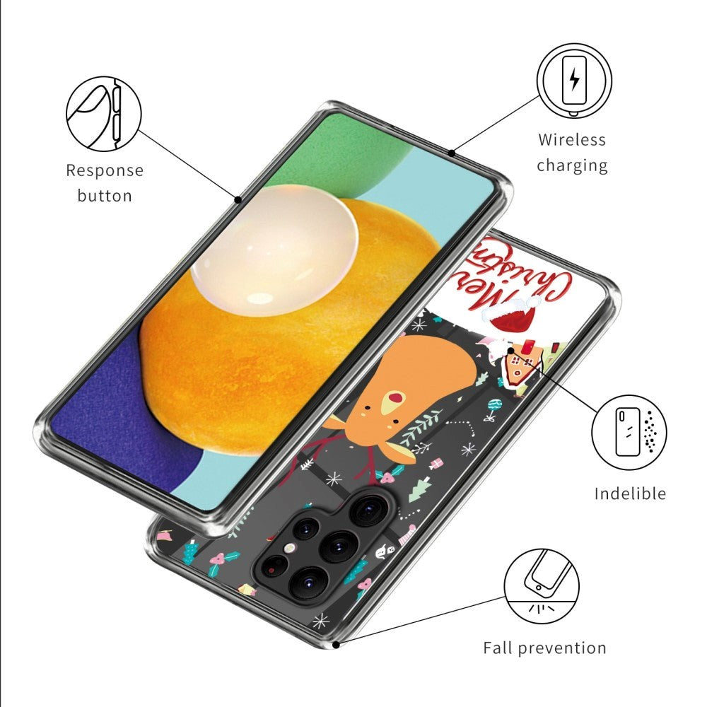 Samsung Galaxy S22 Ultra TPU Plast Julecover - Merry Christmas - Rensdyr