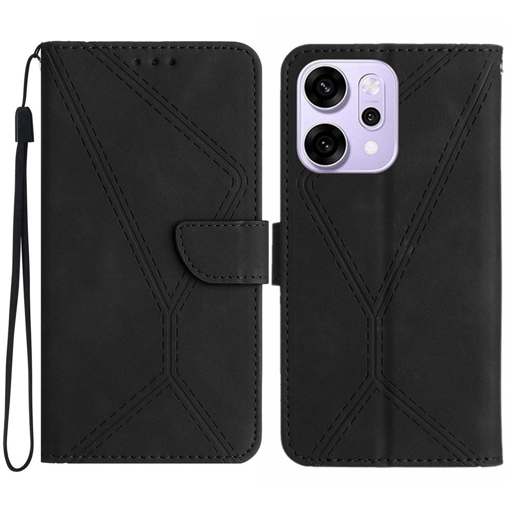 Oppo Reno14 (5G) Kunstlæder Mobilcover m. Tryk - Sort