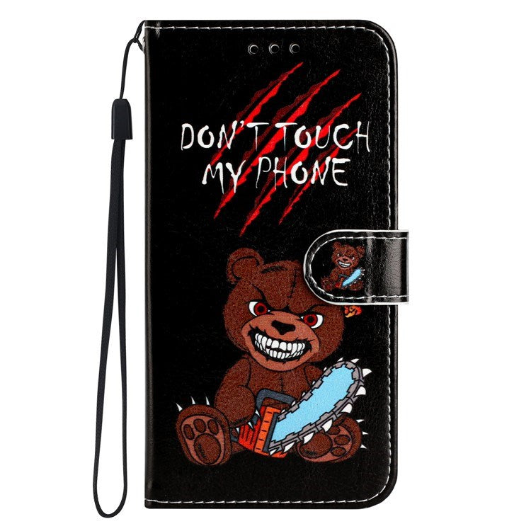 EIDERWOOD iPhone 17 Pro Imiteret Læder Flip Cover m. Pung & Rem - "Don't Touch My Phone" Bjørn