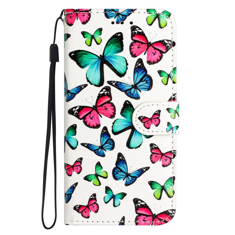 EIDERWOOD iPhone 17 Pro Max Imiteret Læder Flip Cover m. Pung & Rem - Sommerfugle