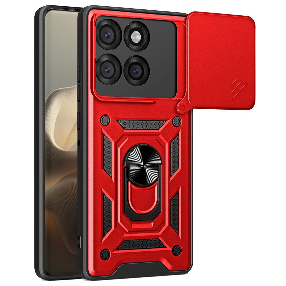 Motorola Edge 60 Pro - EIDERWOOD Hybrid Håndværker Cover m. Magnetisk Kickstand & Cam Slider - Rød