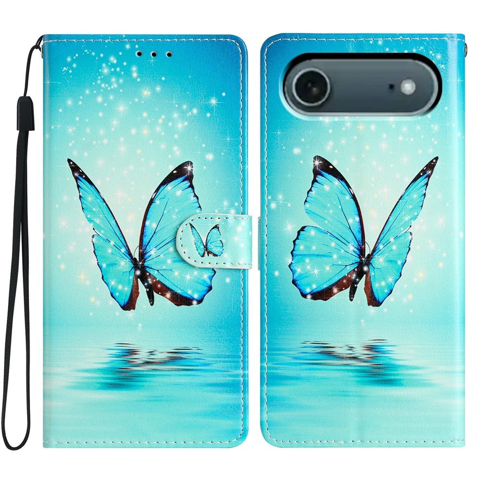 iPhone Air - EIDERWOOD Imiteret Læder Cover m. Pung & Strop - Sommerfugl