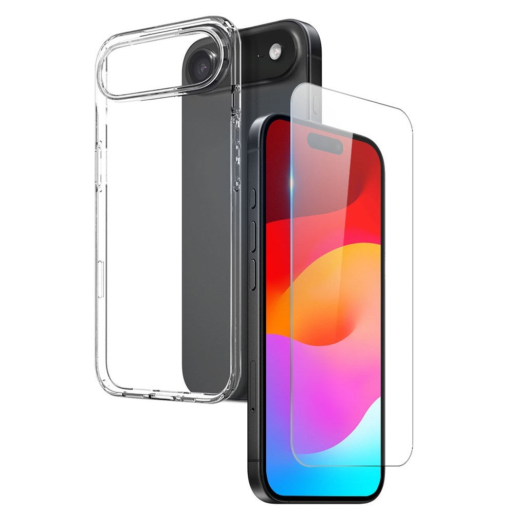 iPhone Air - NORTHJO 2-i-1 Beskyttelsessæt m. Fleksibelt Plastik Cover & Hærdet Skærmbeskyttelsesglas - Gennemsigtig