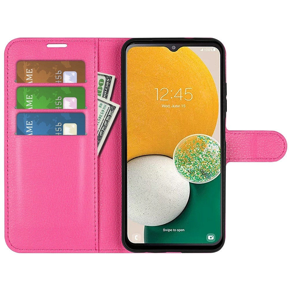 Samsung Galaxy A14 (5G) PU Litchi Læder Flip Cover m. Pung - Pink