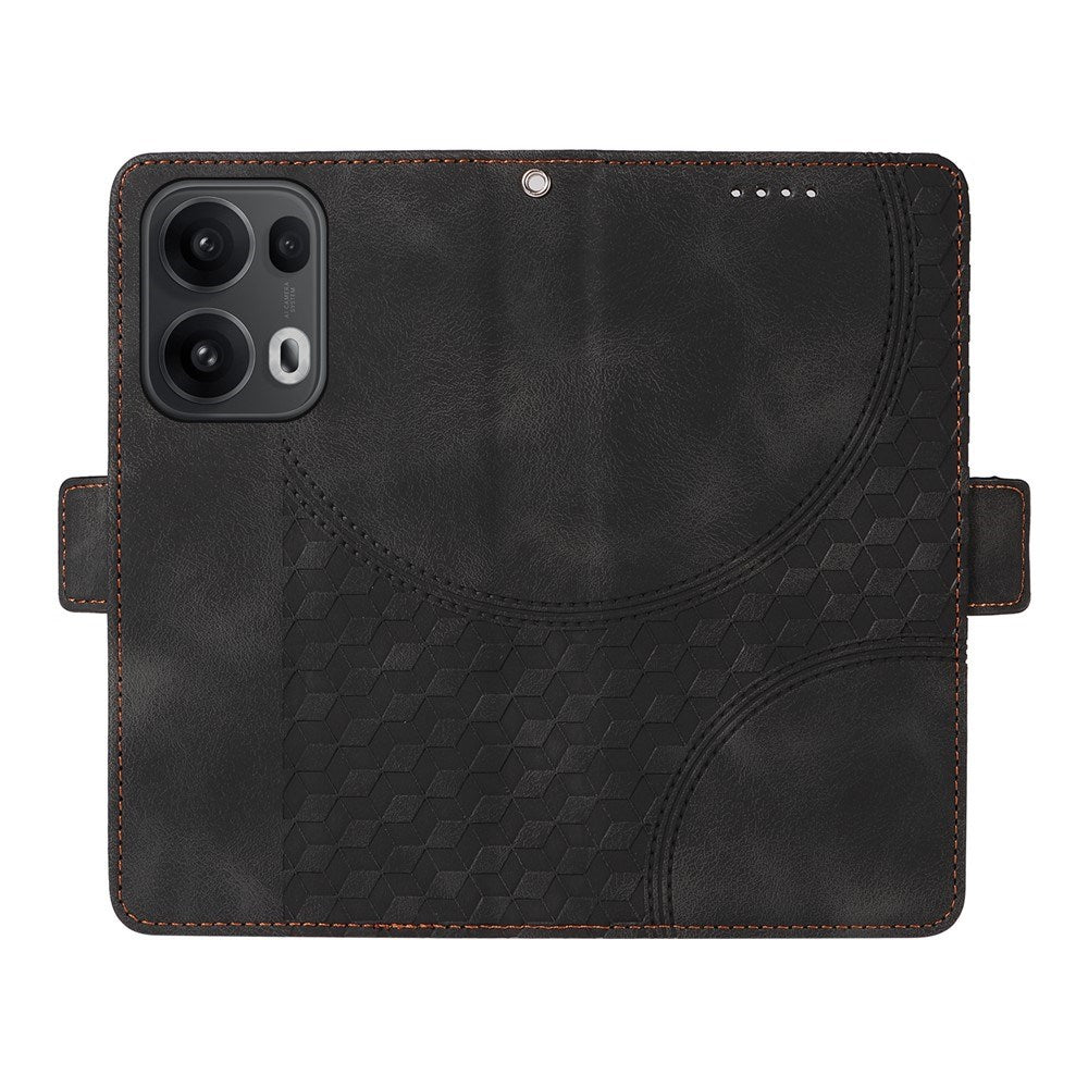 Oppo Reno14 Pro (5G) / Reno13 Pro (5G) Kunstlæder Mobilcover m. Tryk - Sort