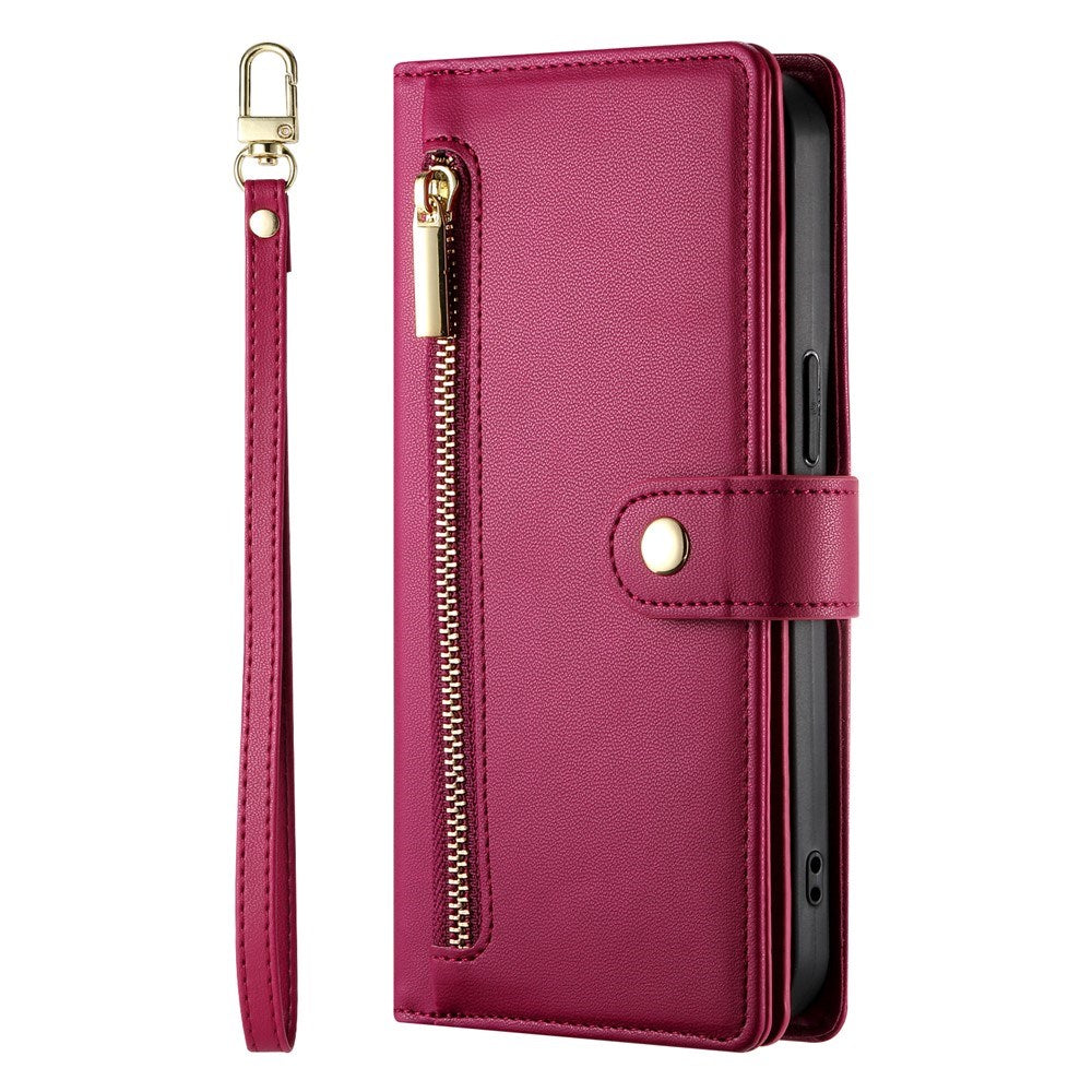 EIDERWOOD iPhone 17 Flip Cover - Indbygget Kortholder & Lynlåslomme & Strop - Red