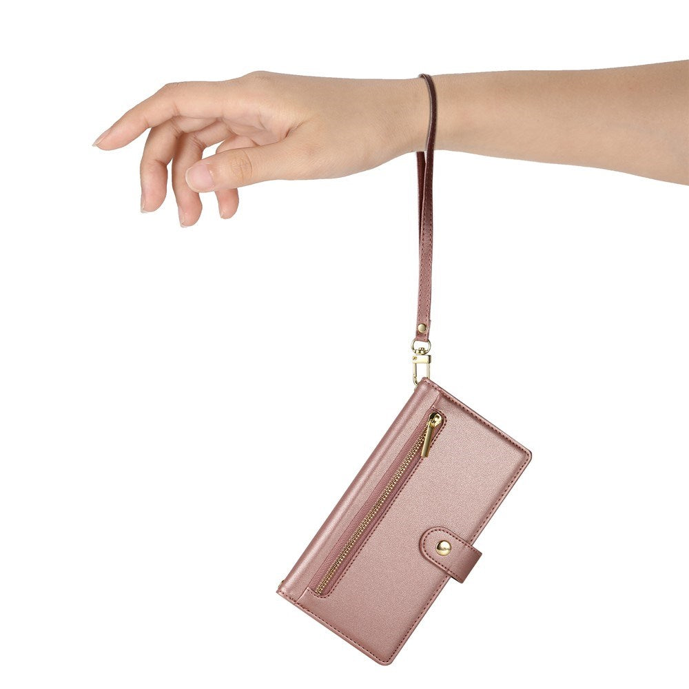 EIDERWOOD iPhone 17 Pro Max Flip Cover - Indbygget Kortholder & Lynlåslomme & Strop - Rose Gold