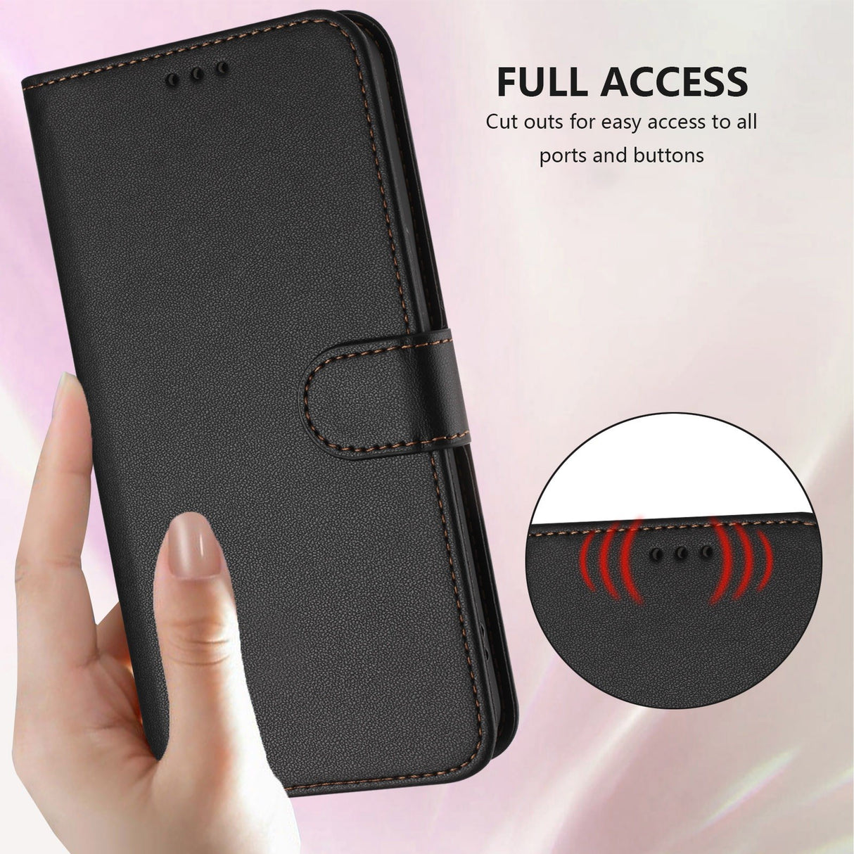 iPhone 18 Pro Max / 17 Pro Max EIDERWOOD Kunstlæder Flip Cover m. Strop & Ståfunktion - Sort