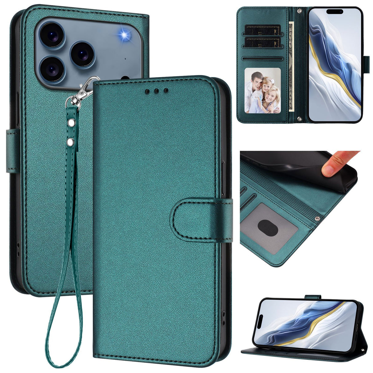 iPhone 18 Pro Max / 17 Pro Max EIDERWOOD Kunstlæder Flip Cover m. Strop & Ståfunktion - Grøn