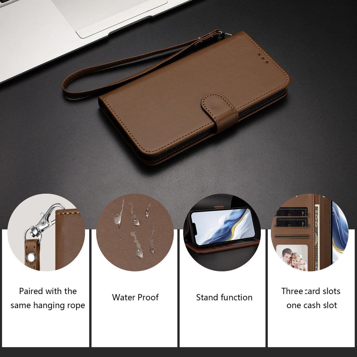 iPhone 18 Pro Max / 17 Pro Max EIDERWOOD Kunstlæder Flip Cover m. Strop & Ståfunktion - Brun