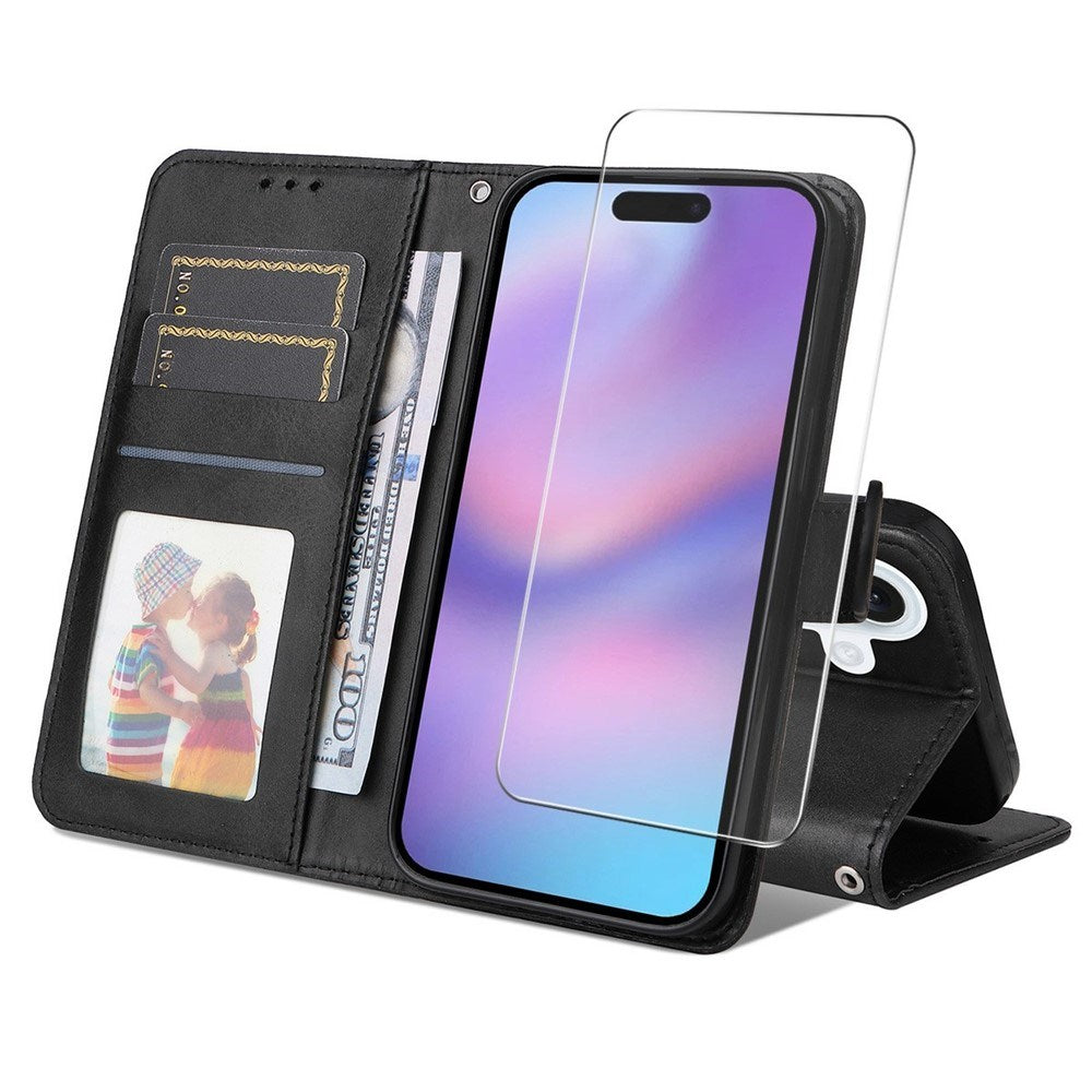 EIDERWOOD iPhone 17 Kunstlæder Flip Cover - inkl. Skærmbeskyttelse - Sort