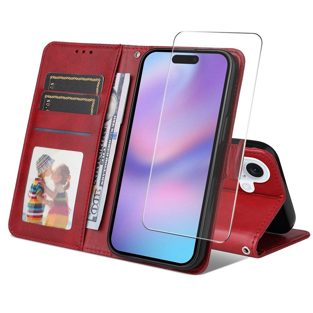 EIDERWOOD iPhone 17 Kunstlæder Flip Cover - inkl. Skærmbeskyttelse - Rød