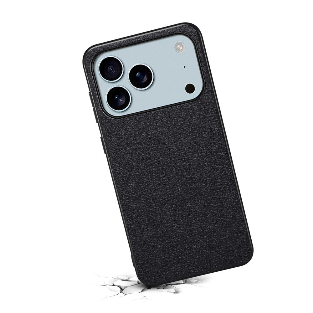 EIDERWOOD iPhone 17 Pro Max Hybrid Plastik Mobil Cover m. Lædertekstur - Sort